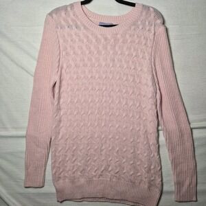 Laura Scott NWT Cable Knit Sweater Womens Large Pink Long Sleeve Pullover